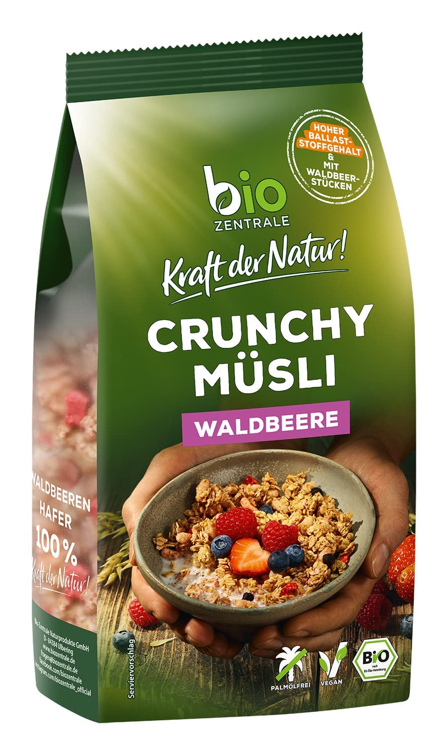Crispy muesli with berries Biozentrale | 375 g organic Muesli | Ideal for breakfast and your cup of takeaway muesli | An alternative to muesli bars
