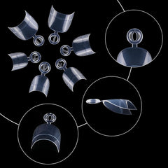 600 de bucăți unghii artificiale scurte ovale, 12 dimensiuni acrilice cu jumătate de acoperire, vârfuri de unghii false, unghii artificiale, pentru manichiură femei salon DIY (transparent)