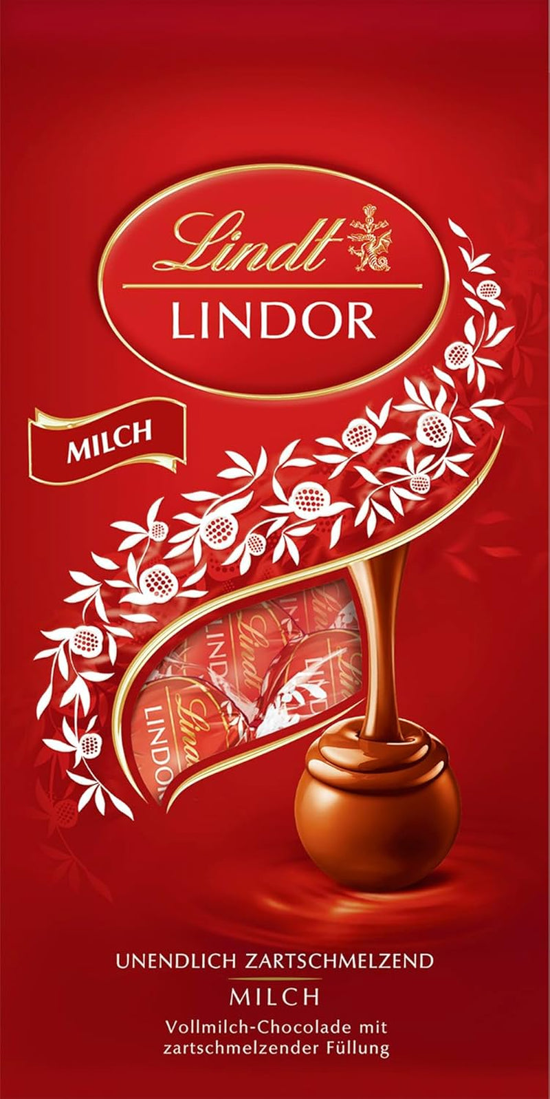 Sfere din ciocolată cu lapte, umplute, Lindt LINDOR, 137 grame Bomboane de Ciocolata Naty Shop 137 grame Ciocolata cu lapte