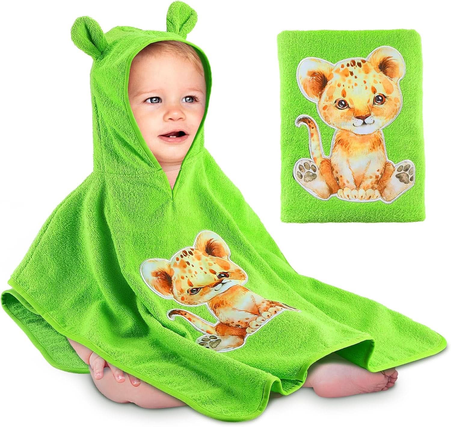 Oeko TEX children's bathing poncho, 100% cotton Mother and Child Naty Shop Leul Verde