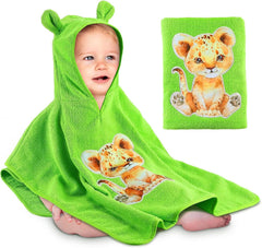 Oeko TEX children's bathing poncho, 100% cotton Mother and Child Naty Shop Leul Verde