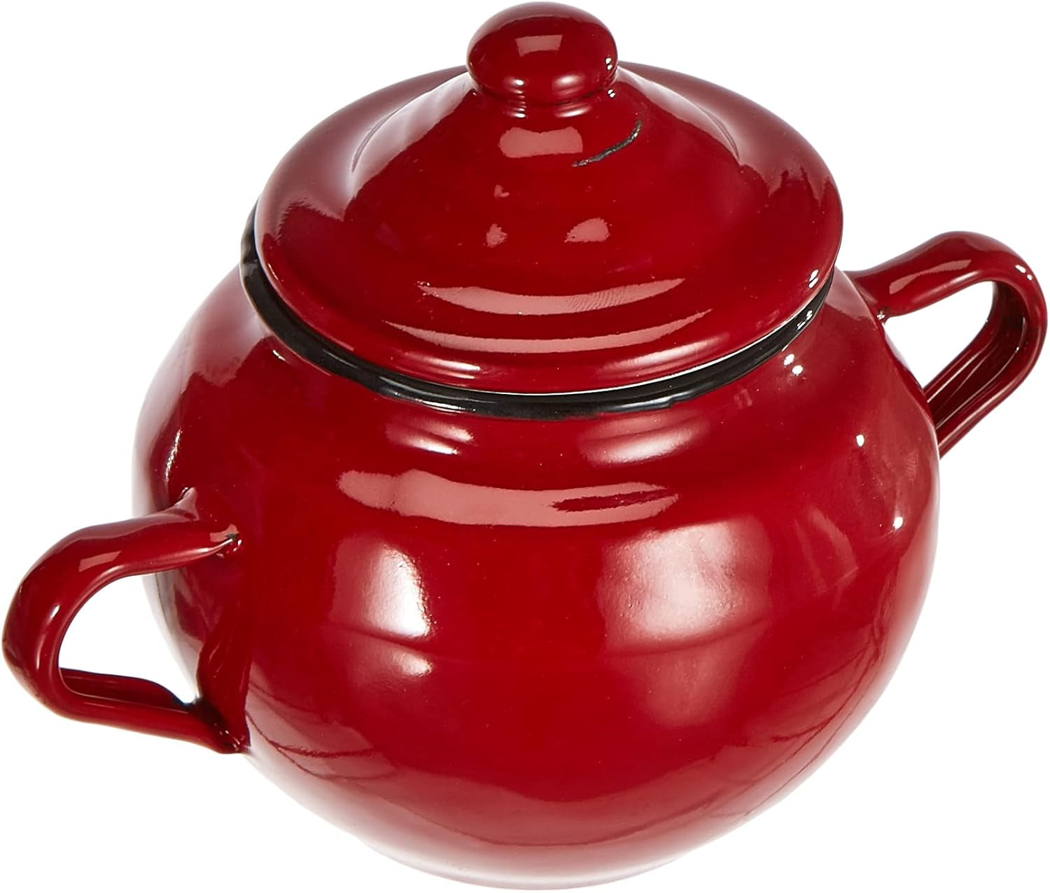 Zahărniță Roja cu capac, 0,5 l, din oțel emailat roșu, 10 x 10 x 20 cm, 2 bucăți
