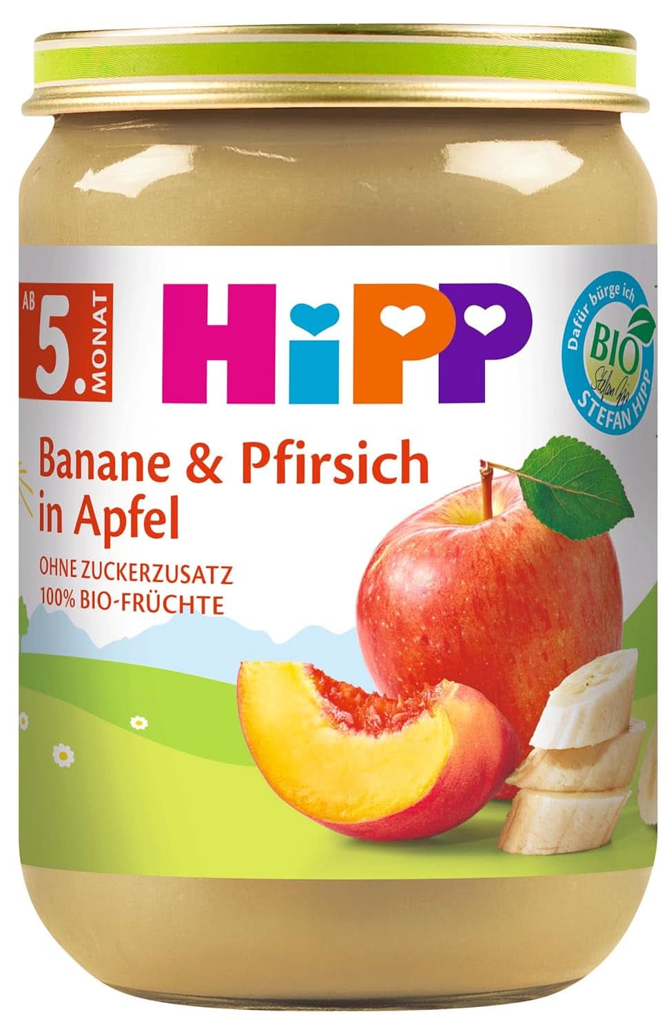 Hipp For Little Gourmets, Nectarine în mere și mango, fără zahăr adăugat, 6 X 190 grame Mama si Copilul Naty Shop 6 x 190 grame Banană, piersică, mere