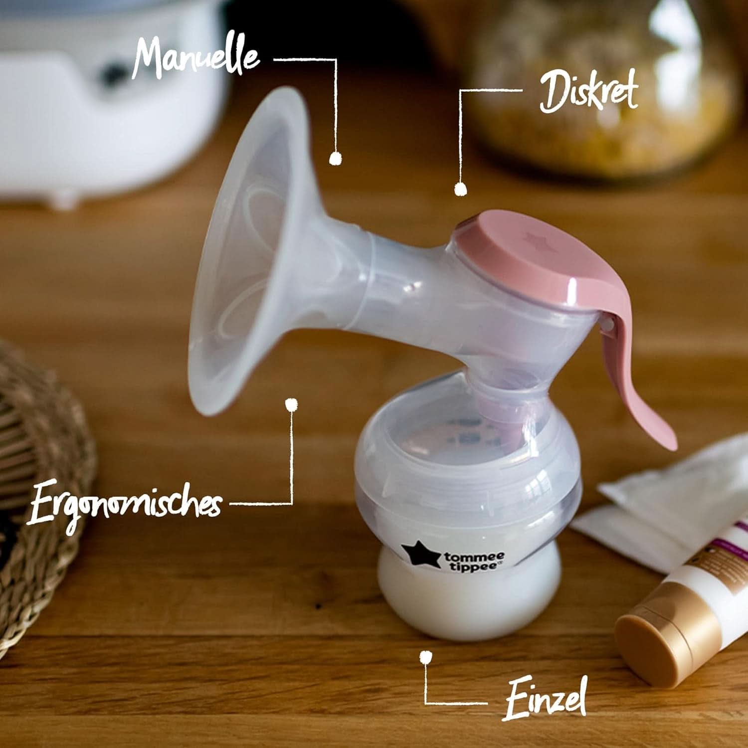 Tommee Tippee Made for Me Manuelle Einzel-Milchpumpe, Starke Saugkraft, Ergonomischer Griff, Tragbare Und Leise Milchpumpe, Samt Babyflasche Accessories Food and Breastfeeding Bebe Naty Shop