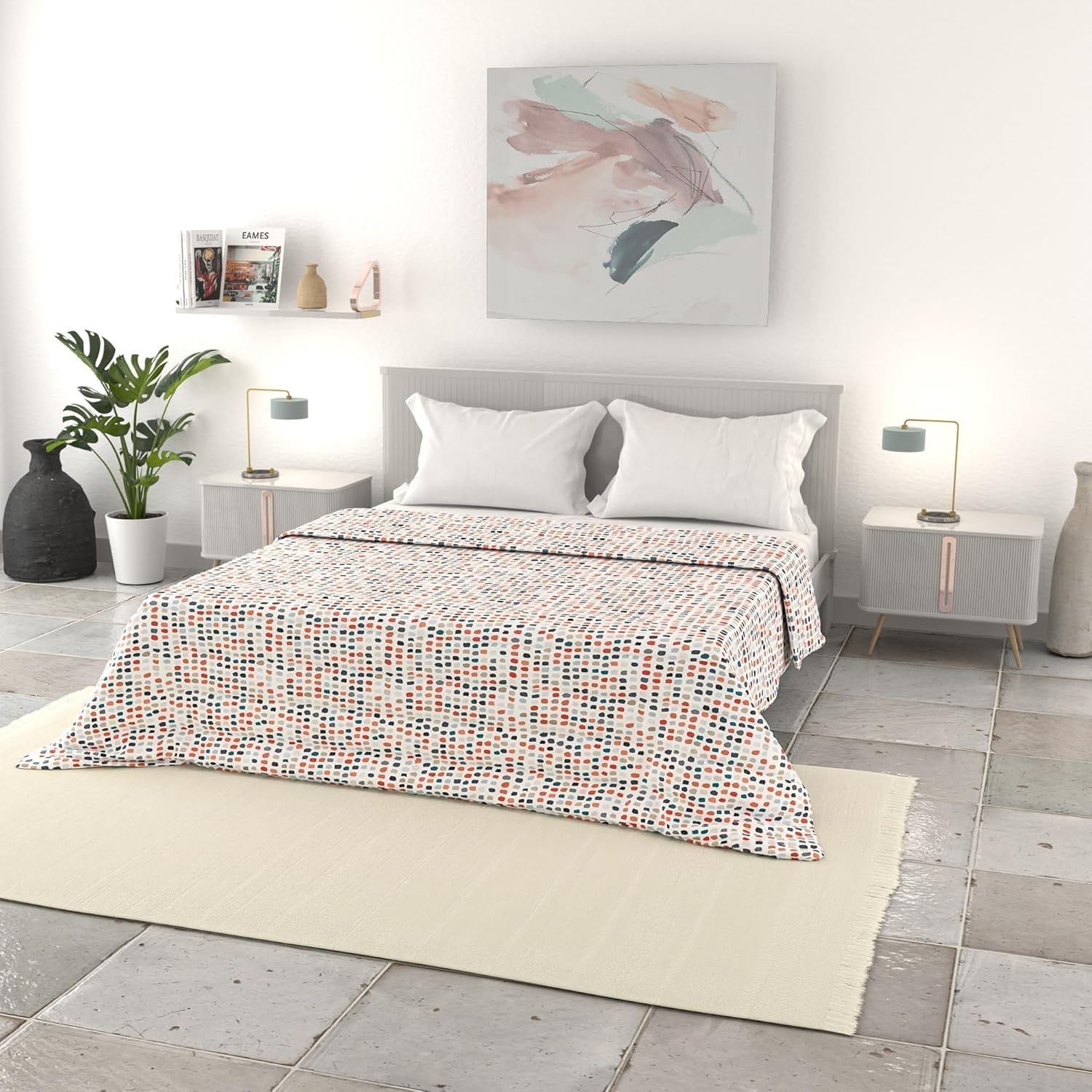 Italian Bedding Basic Summer Comforter Printed Microfiber 250X240Cm Circle Duvets and Quilts Naty Shop Sketch 250X240Cm
