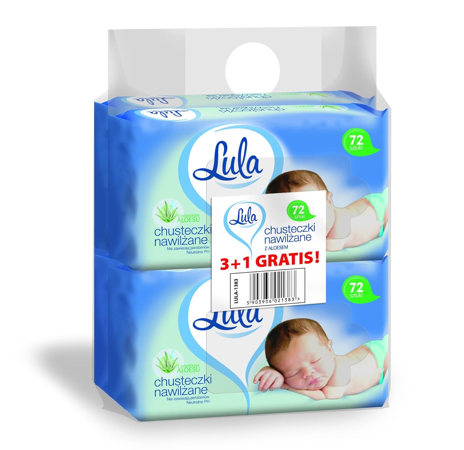 LULA Aloe Vera Baby Wet Wipes 72pcs 3pcs + 1pc free