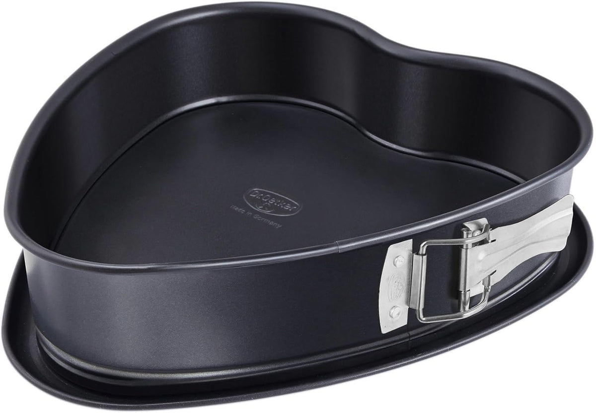 Tavă de tort Dr. Oetker în formă de inimă cu fund antiaderent, 25 cm, tavă de tort cu fund plat, tavă de copt în formă de inimă și antiaderentă din oțel cu strat antiaderent, cantitate: 1 bucată, 1479 negru