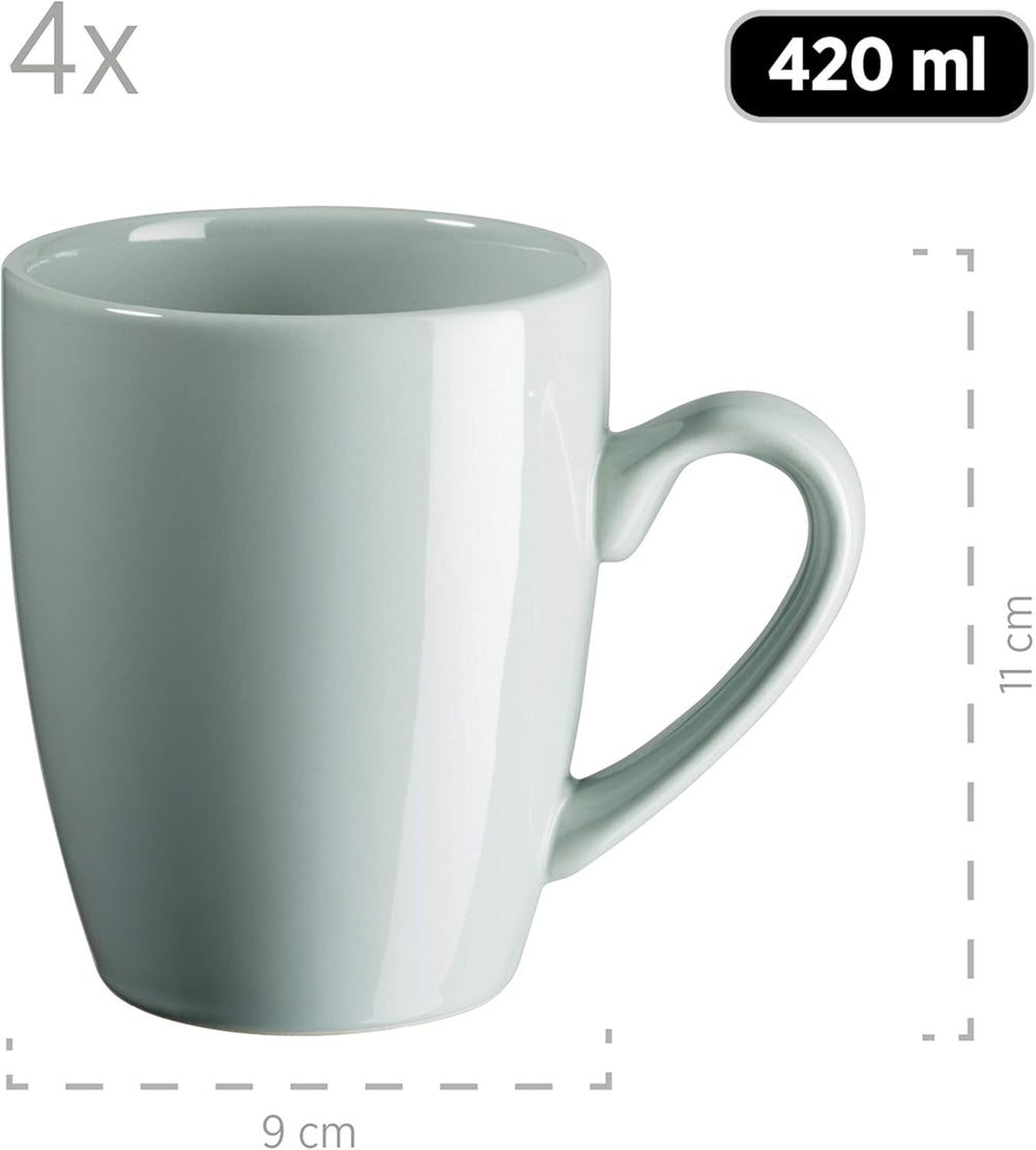 MÄSER Pastell Selection, Modernes Geschirr Set für 4 Personen, 16-teiliges Kombiservice aus Keramik, Steinzeug, Türkis-Grün