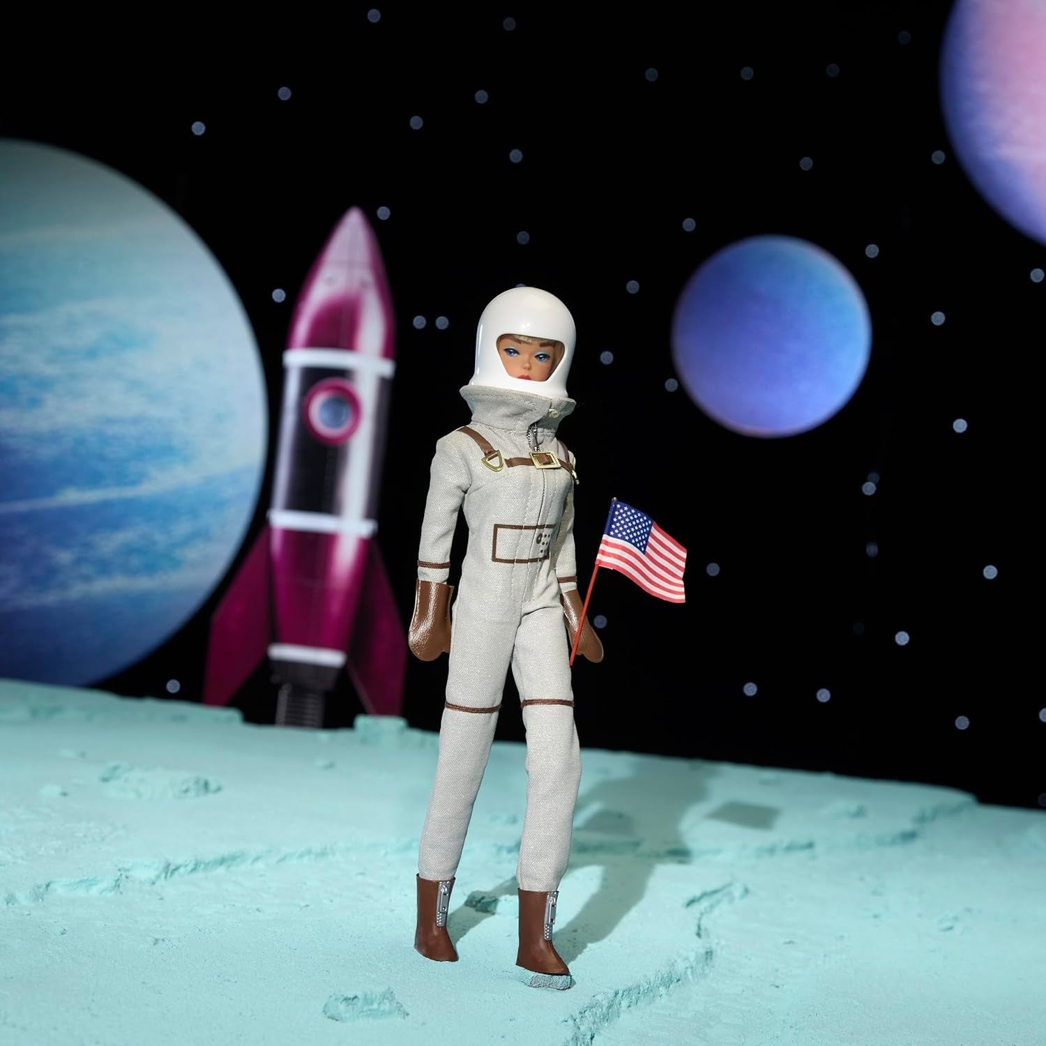 Mattel Barbie Miss Astronaut Collectible Doll with Silver Suit, Space Boots and Helmet Accessory, Vintage Reproduction of 1965 Original, JBJ48 Naty Shop Dolls