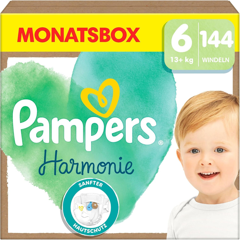 Pampers Harmony Diapers Size 6, 144 Diapers, 13kg+, Gentle Skin Protection with 100% Pampers Protection
