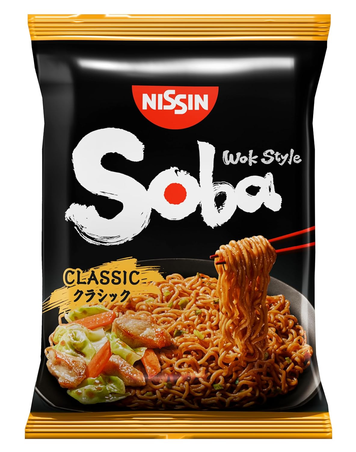 Nissin Bag Soba Noodles - Classic Japanese Instant Noodles 9 Pack Wok Style With Yakisoba Sauce Quick Cook Asian Food (9 x 109g)