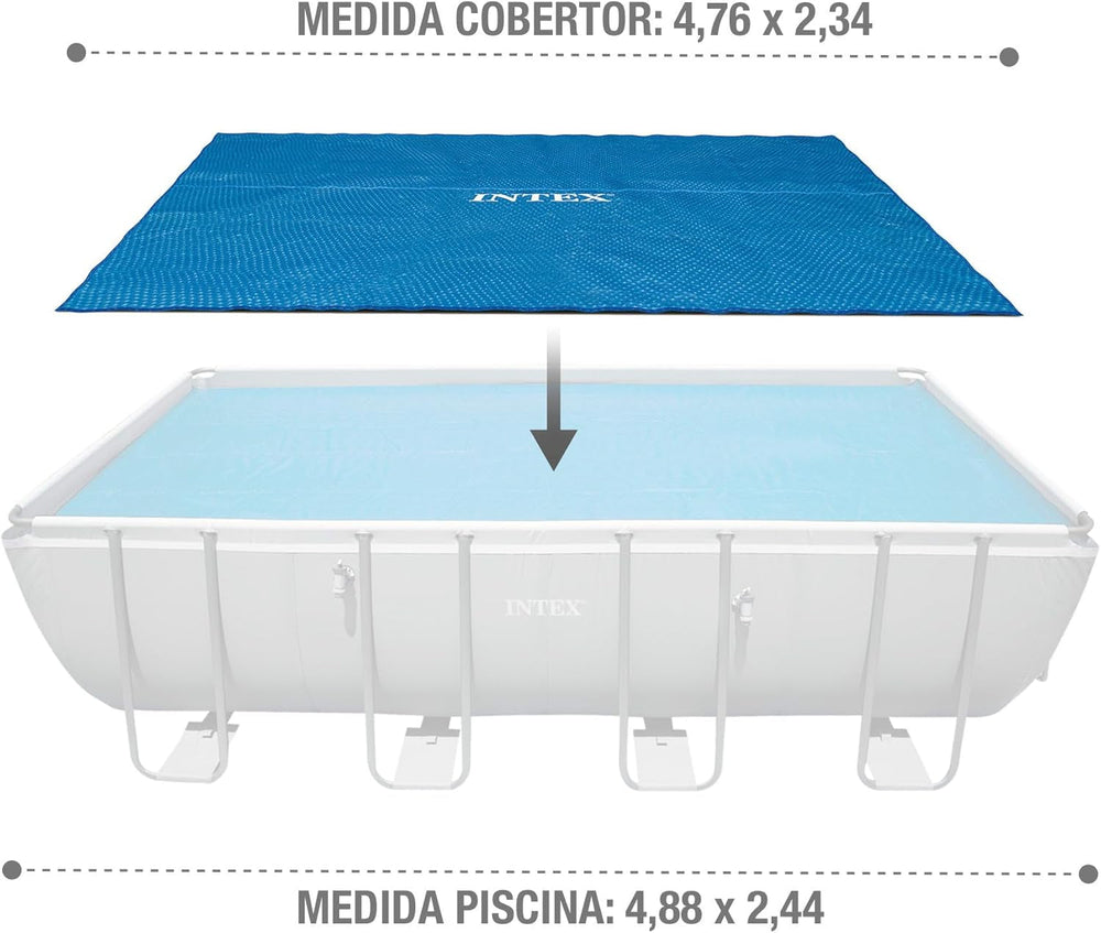 Husă solară Intex pentru saltea dreptunghiulară Ultra Frame 488 x 244 cm, grosime 160 microni, dimensiuni fabricate: 476 x 234 cm, 28029 Albastră