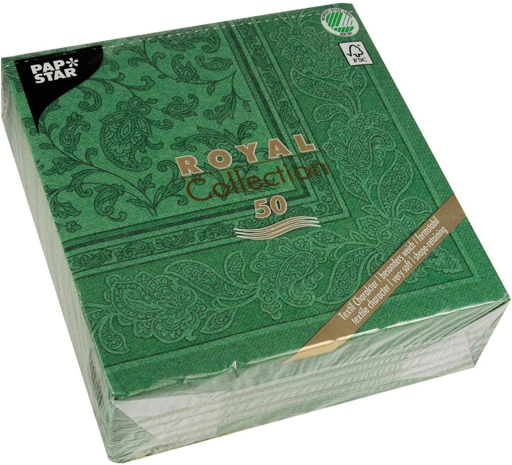 50 șervețele "Colecția ROYAL" 1/4 pliere 40 Cm X 40 Cm verde închis "Ornamente"