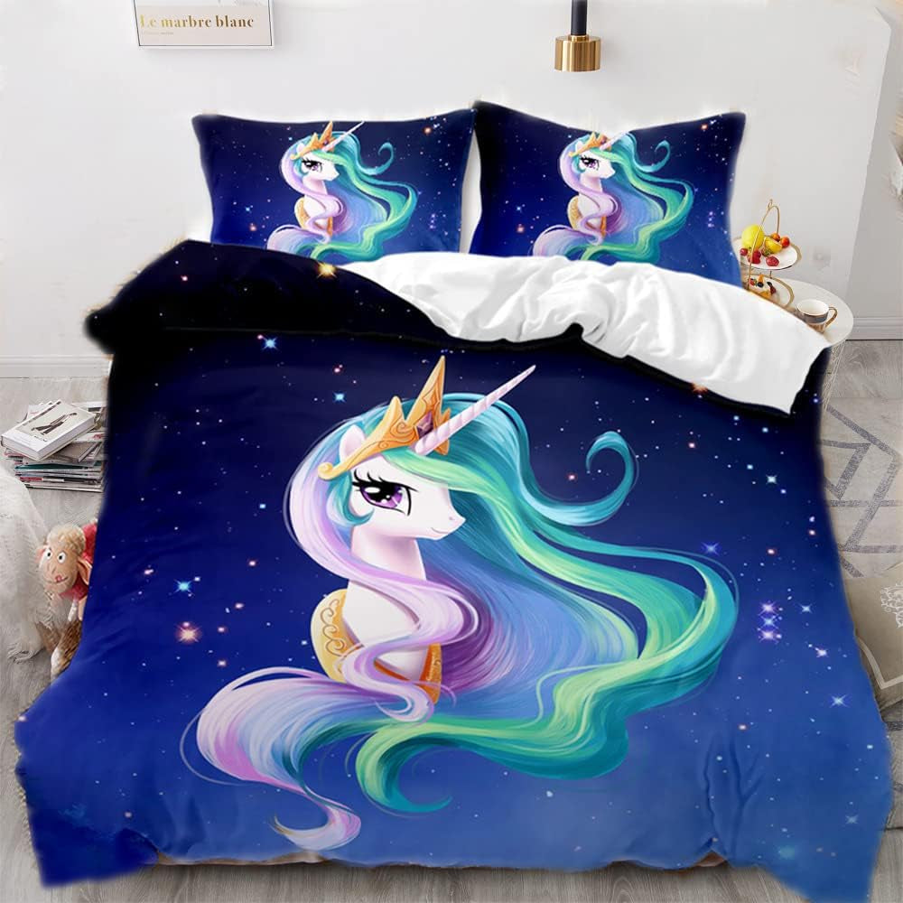Bedding for girls, Unicorn, 2 pillowcases Bedding - children Naty Shop Unicorn on blue background 220×240 Cm