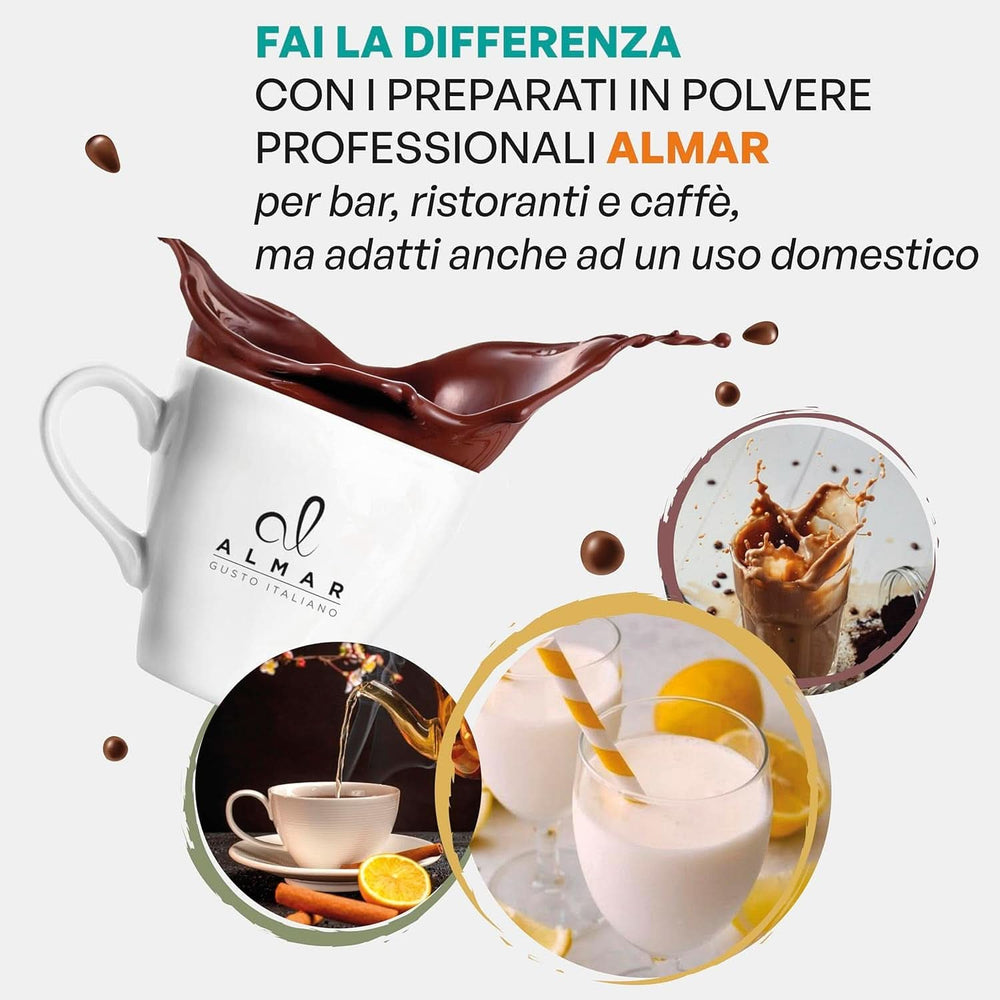 Italian hot chocolate Cortina TART BITTER CHOCOLATE, 15 sachets X 30 grams Cocoa and Hot Chocolate Naty Shop