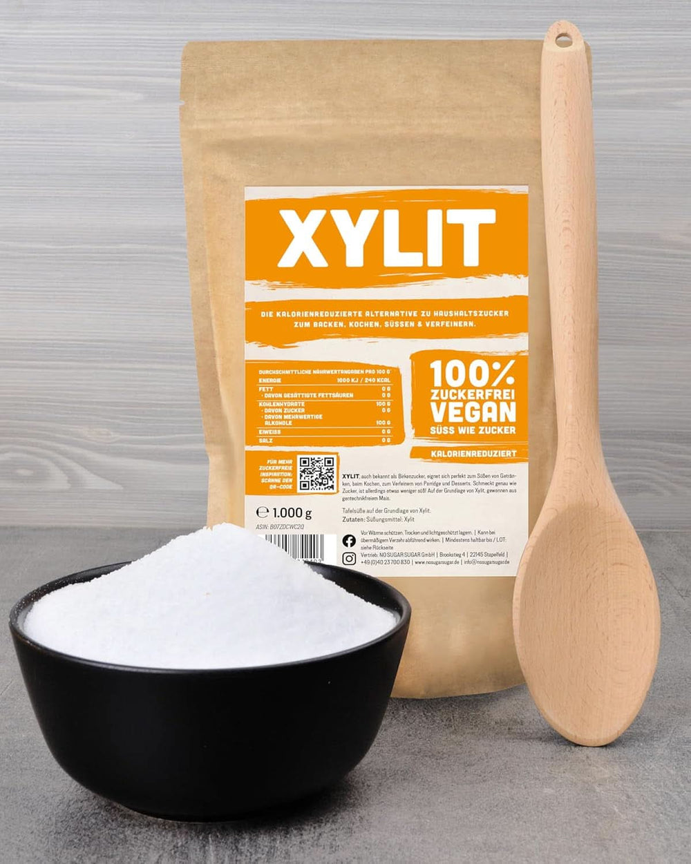Premium xylitol with 1:1 sweetening power compared to sugar, 1kg Sweeteners Naty Shop