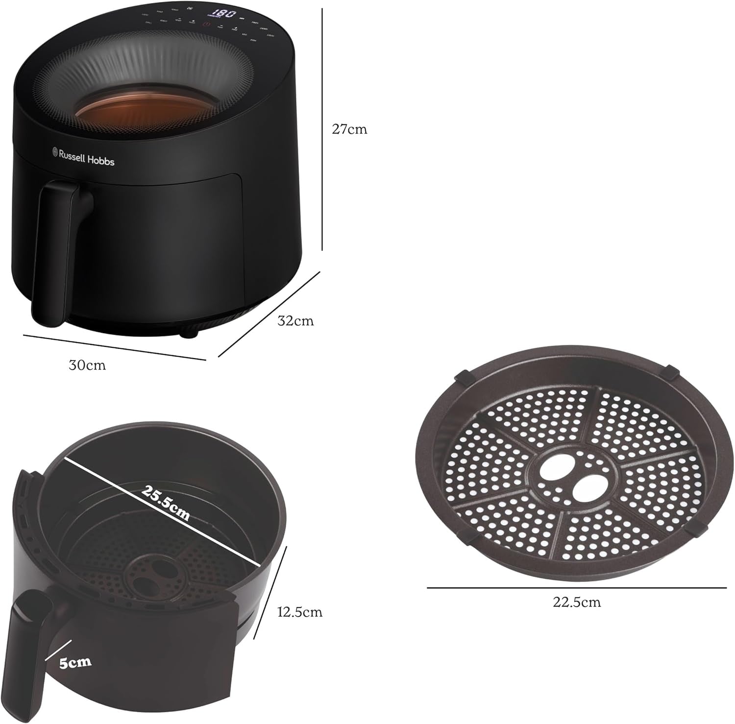 Russell Hobbs Airfryer, 5 litres, 10 programmes, viewing window Naty Shop Appliances