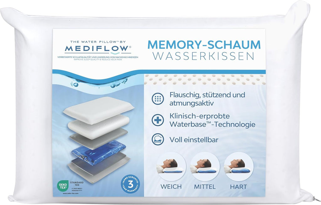 Pernă cu apă Mediflow The Original 5008 50X70Cm cu spumă visco, albă, unică, 1 bucată (1 pachet) Perne standard Naty Shop Titlu implicit