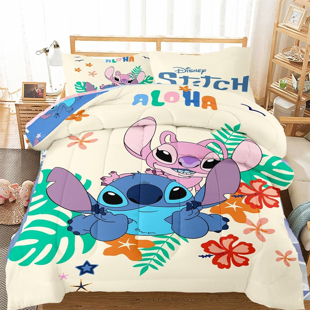 Lenjerie de pat pentru copii, Stitch, bumbac Lenjerie de pat - copii Naty Shop Cartoon 2Set 002