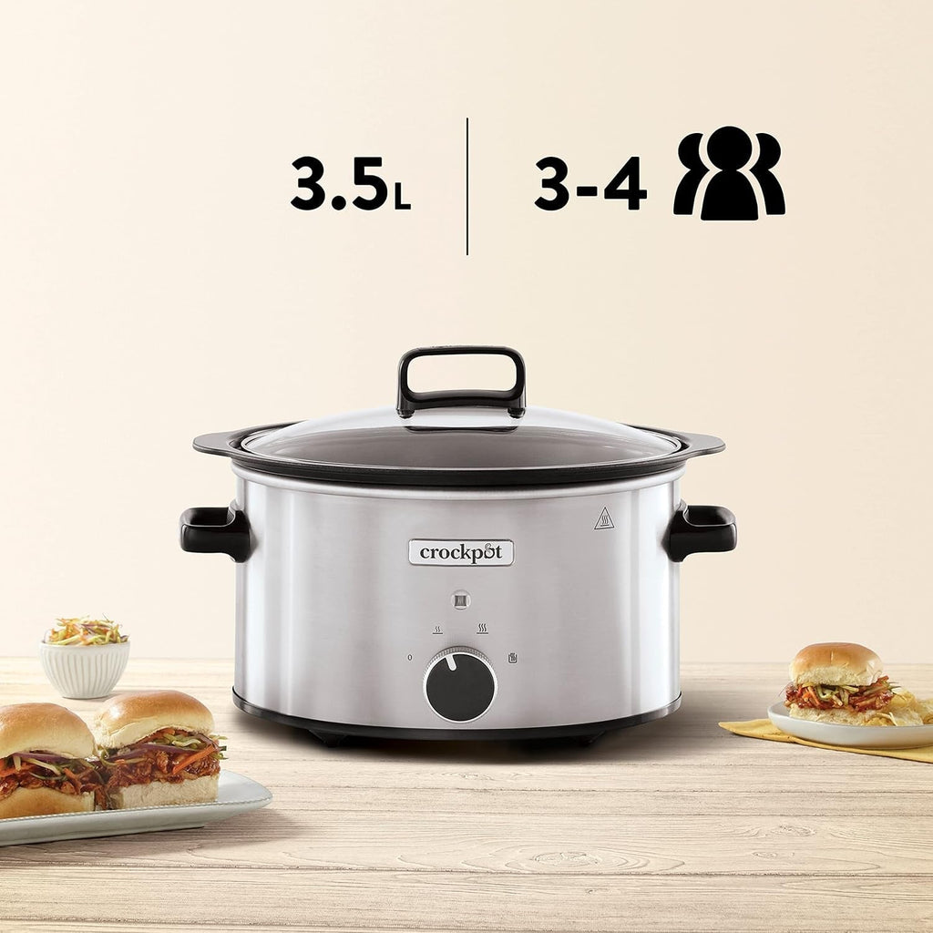 Slow cooker Crockpot,| 3.5 litri (3-4 persoane), recipient pentru rumenirea cărnii și a legumelor, oțel inoxidabil Slow Cooker Naty Shop