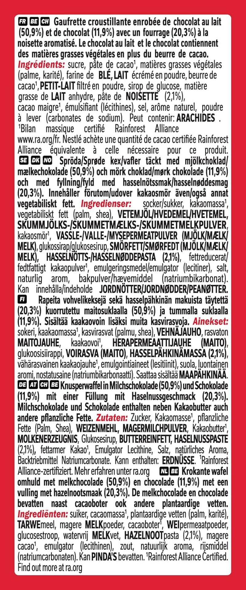 Nestlé Hazelnut Bar Crispy Wafer with Creamy Hazelnut Filling and Marbled Chocolate Cover 2 Pack (1 x 99g)