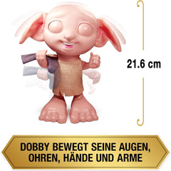Wizarding World Harry Potter - Păpușa interactivă Dobby House Elf cu peste 30 de sunete, propoziții și mișcări, germană-italiană, jucărie pentru copii de la 6 ani, Fan Article Papusi Naty Shop