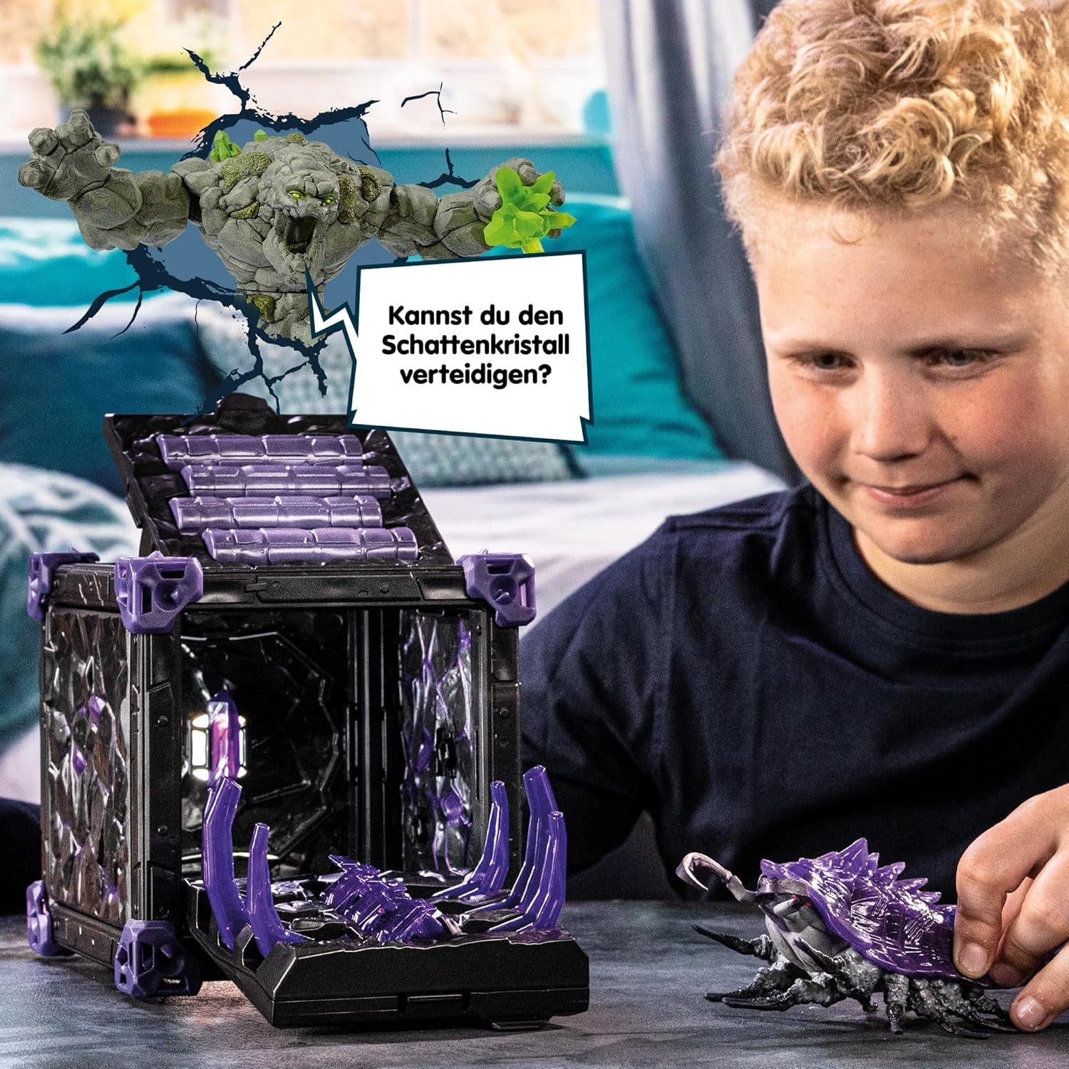SCHLEICH ELDRADOR Creatures | Battle CAVE Schattenassel 42675 | Set aus ELDRADOR Battle Cave mit Monster und Schattenkristall | Battle Caves zur Arena stackable | Spielzeug ab 7 Jahren | 34 Teile