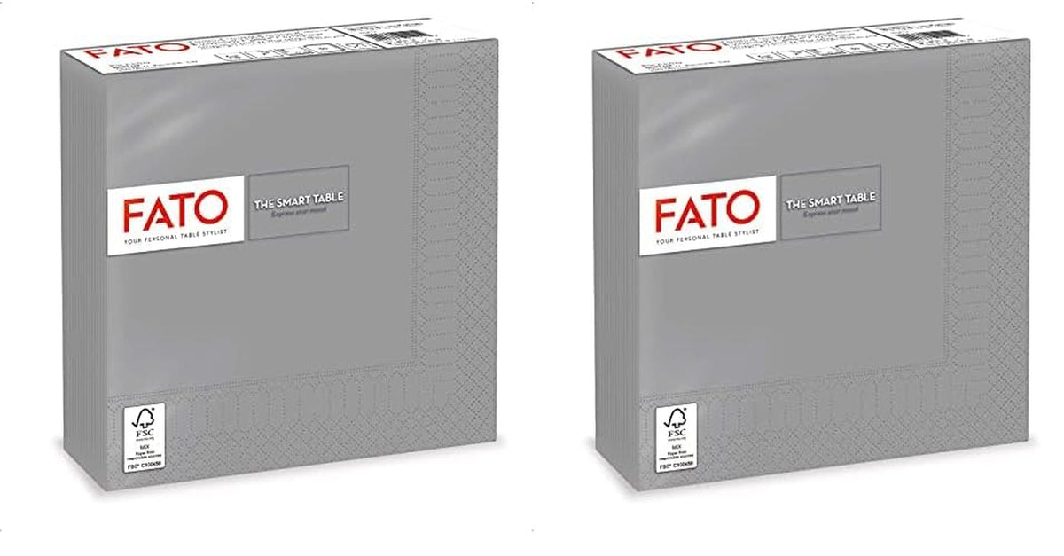 , Șervețele de hârtie de unică folosință, Ideale pentru prânzuri informale și bufete, Pachet de 50 șervețele, Dimensiune 33X33, Pliate în 4, 2 straturi, Gri, 100% hârtie din celuloză pură, certificat Fsc