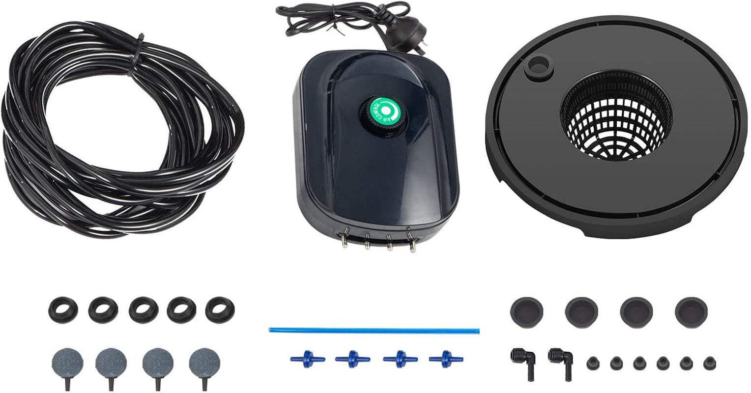 VEVOR DWC Hydroponic Grow System, Hydroponic Grow Systems, Deep Water Cultivation 4 20 Liter Buckets, DWC System with Air Pump, Air Stones and Water Level Indicator for Leafy Vegetables