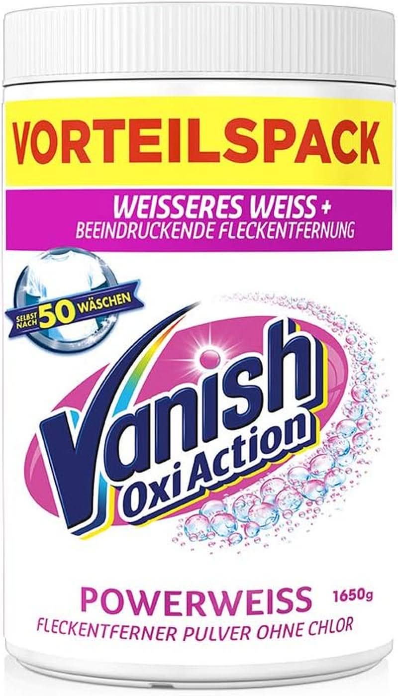 Vanish Oxi Action Powerwhite Powder - 1 X 1.125 Kg - stain remover and laundry improvement powder without chlorine - for white laundry Laundry Detergents Naty Shop