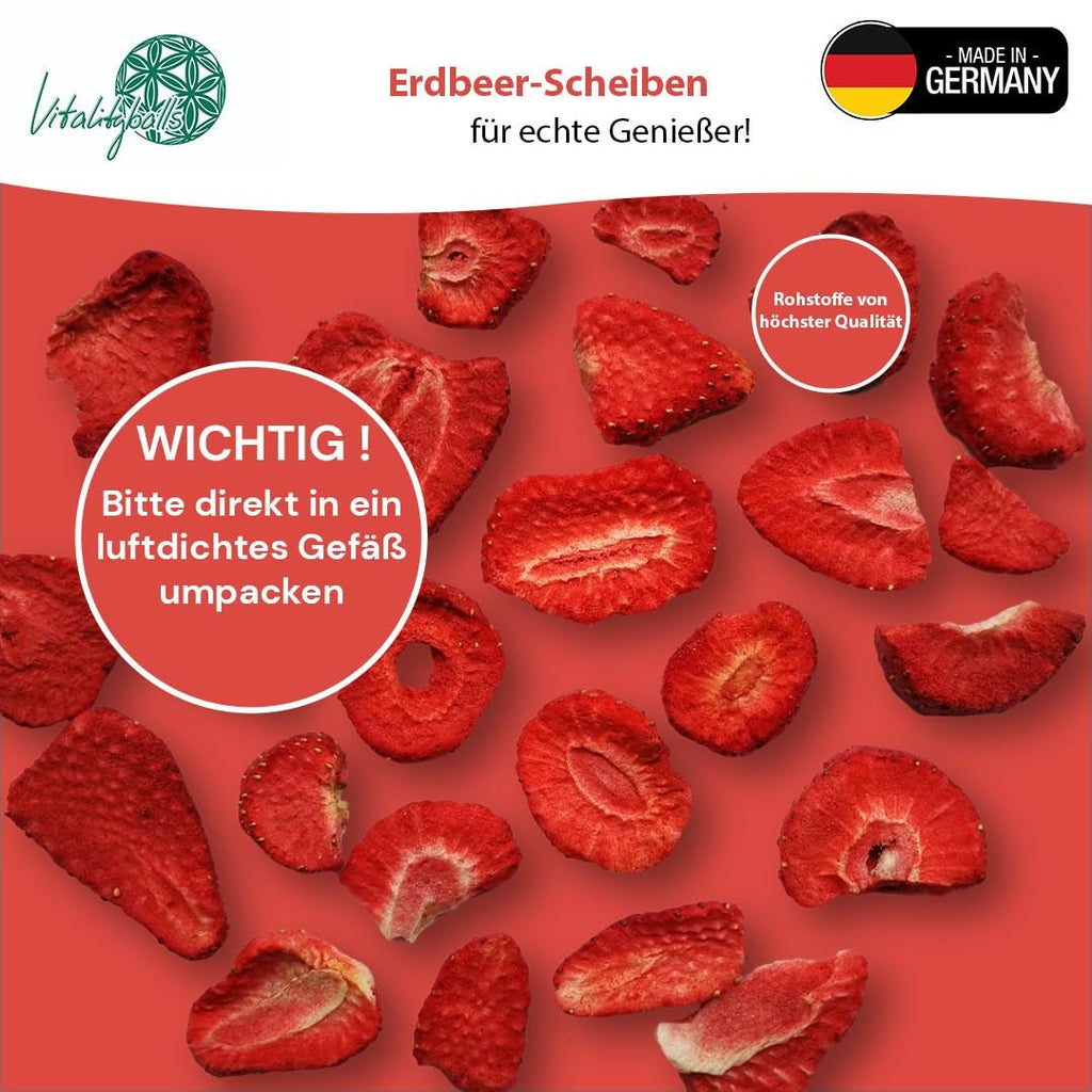 '- 150 g căpșuni liofilizate 100% naturale și pure - Căpșuni uscate în felii - Fructe uscate liofilizate fără adaos de zahăr - Cipsuri de căpșuni neîndulcite Produse deshidratate Naty Shop