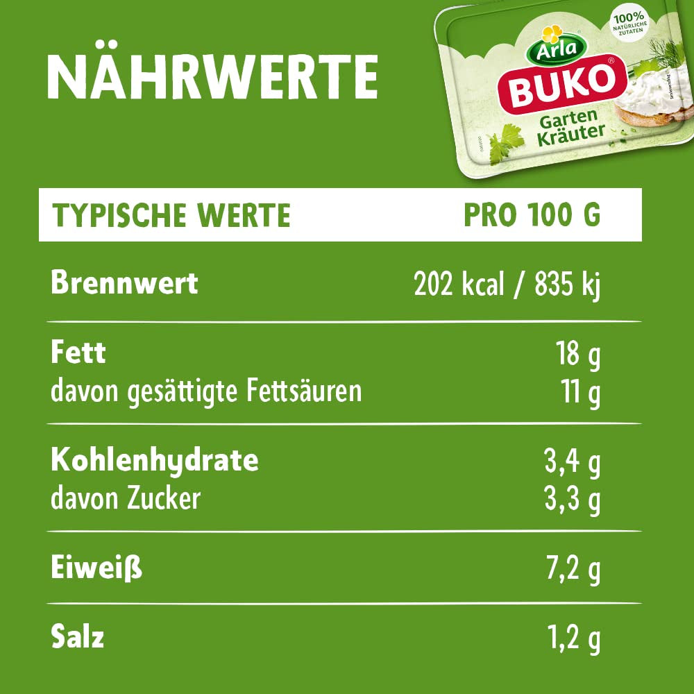 Gartenkräuter Frischkäse | 10x 200g | 100% natürliche Zutaten | Ohne Konservierungsstoffe, Verdickungsmittel und Geschmacksverstärker