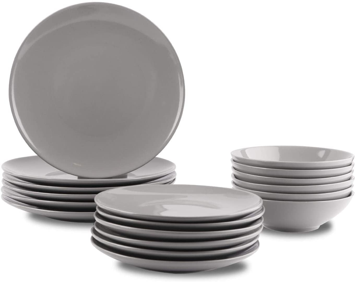 Geschirrservice Aus Steingut, 18-Teilig, Rauchiges Grau, Service Für 6 Personen Dinnerware sets Naty Shop Rauchiges Grau