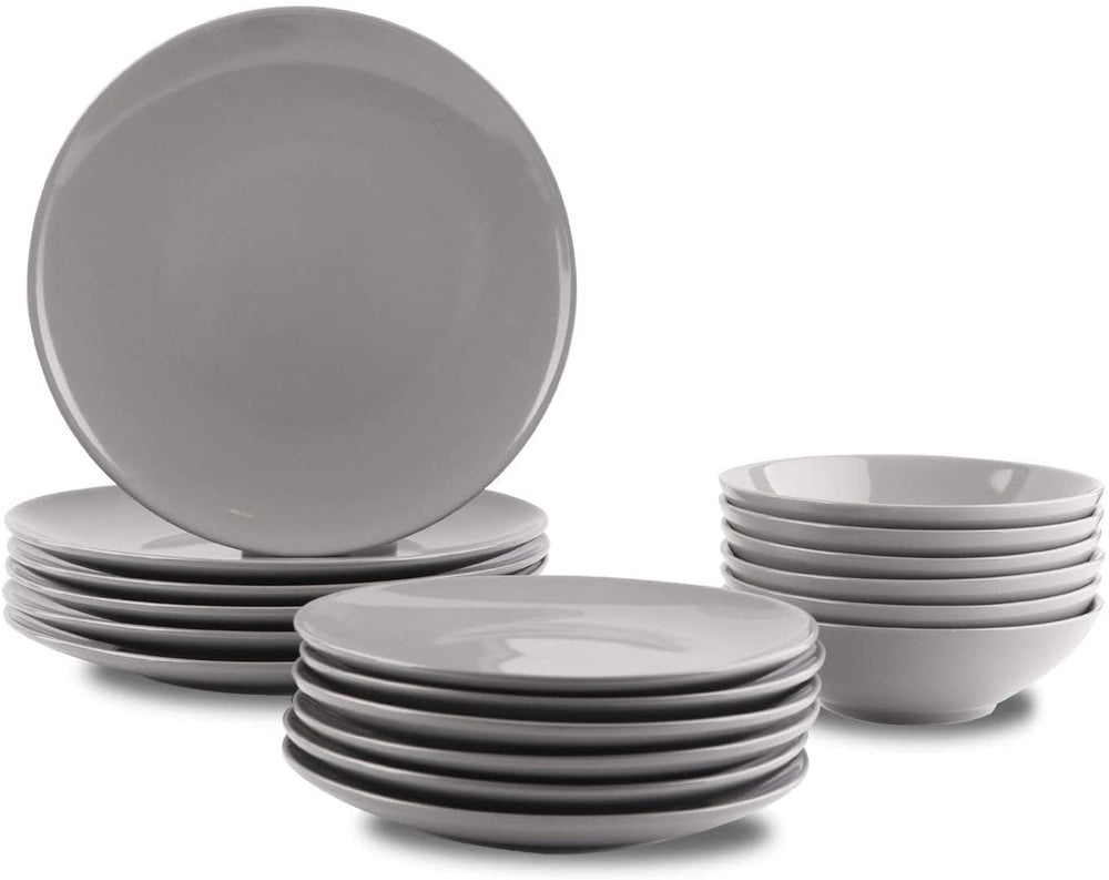 Geschirrservice Aus Steingut, 18-Teilig, Rauchiges Grau, Service Für 6 Personen Dinnerware sets Naty Shop Rauchiges Grau