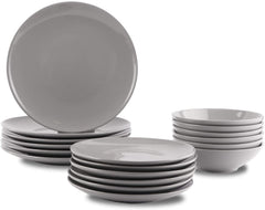 Geschirrservice Aus Steingut, 18-Teilig, Rauchiges Grau, Service Für 6 Personen Dinnerware sets Naty Shop Rauchiges Grau