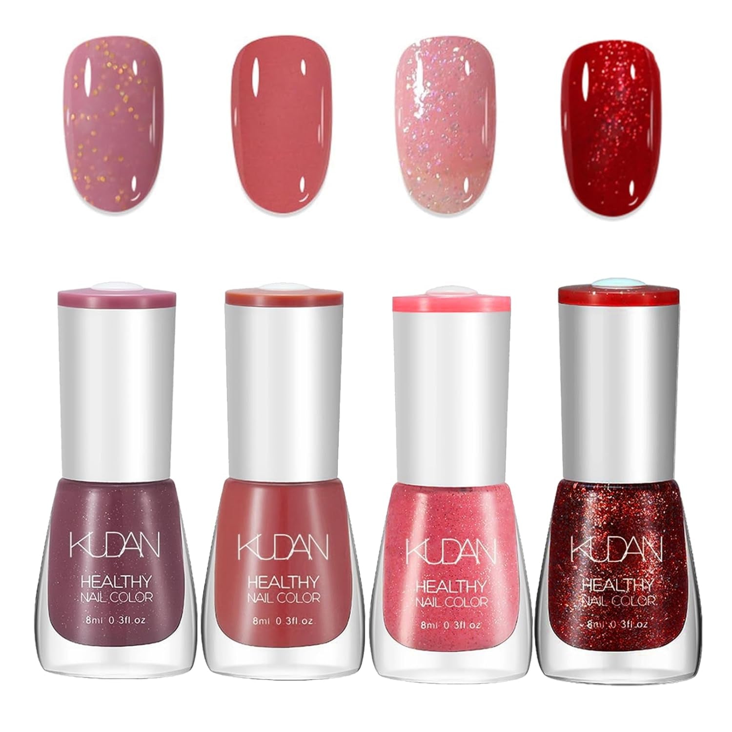 4 Piece Nail Polish Set - Quick Dry Long Lasting Water Based Nail Polish - DIY Nail Design Nail Polish (Nude Normal Style 4 Piece Set)