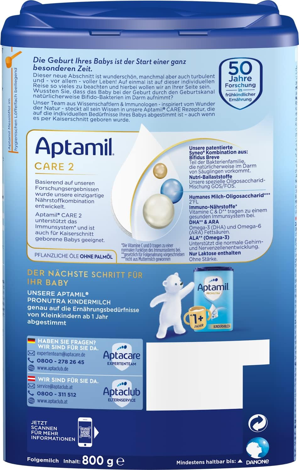 Aptamil Care 2 – Also suitable for babies born by caesarean section – 1 x 800 g