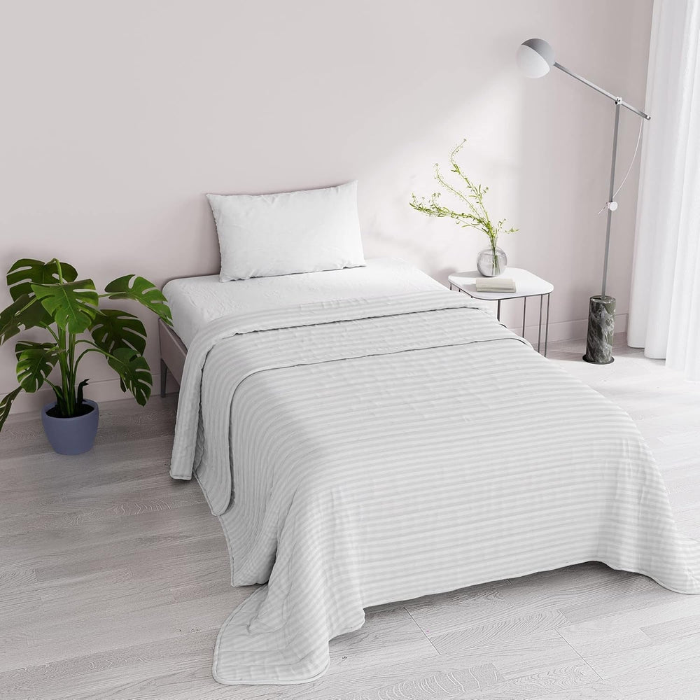 Summer quilt Satin Stripes, polyester, cream, 260X250 Cm Quilts and quilts Naty Shop White 170X250 Cm