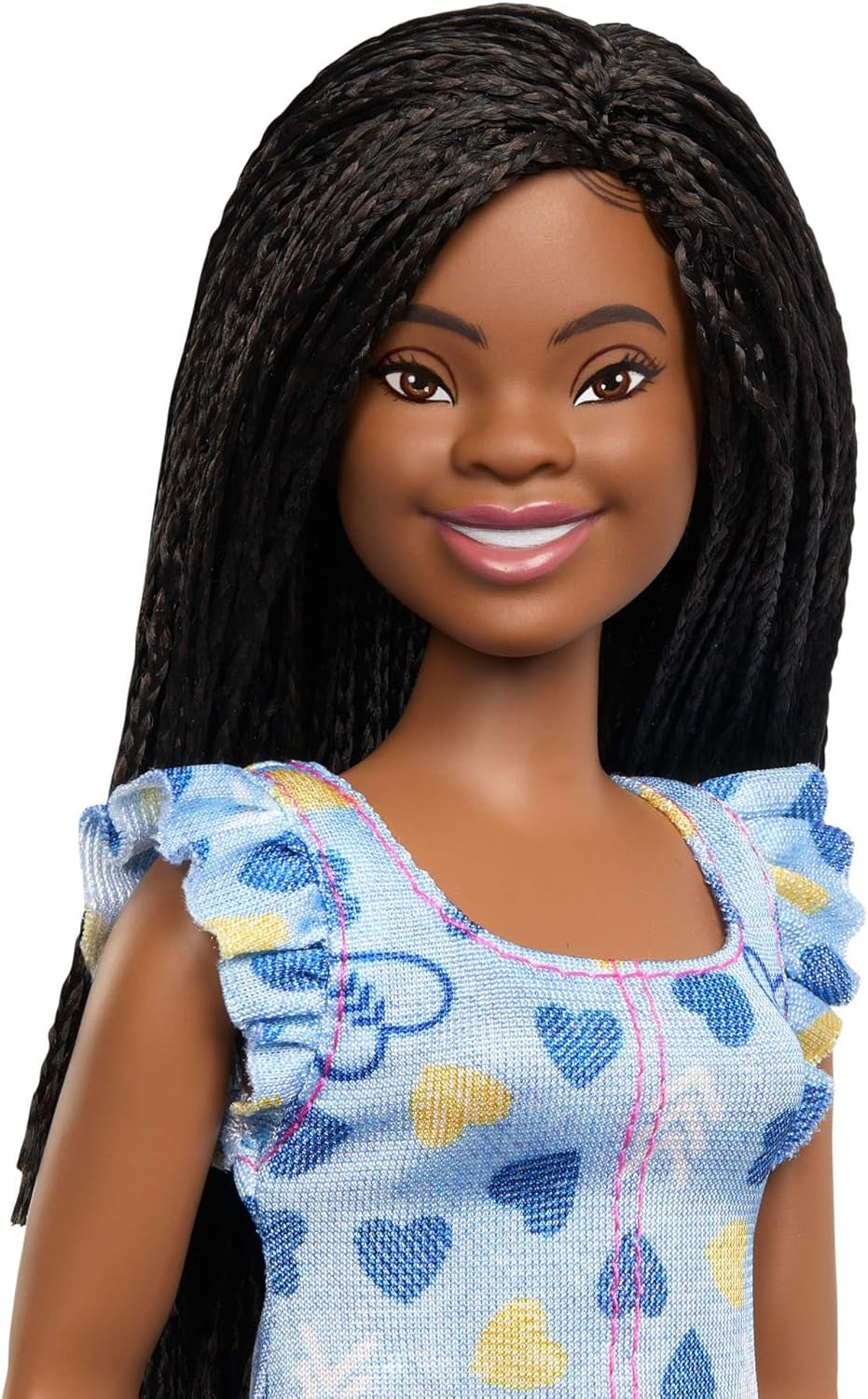 Păpușa Barbie Fashionistas nr. 229 cu sindrom Down în rochie de inimă, dezvoltată în cooperare cu Societatea Națională pentru Sindromul Down, HYK14 Papusi Naty Shop