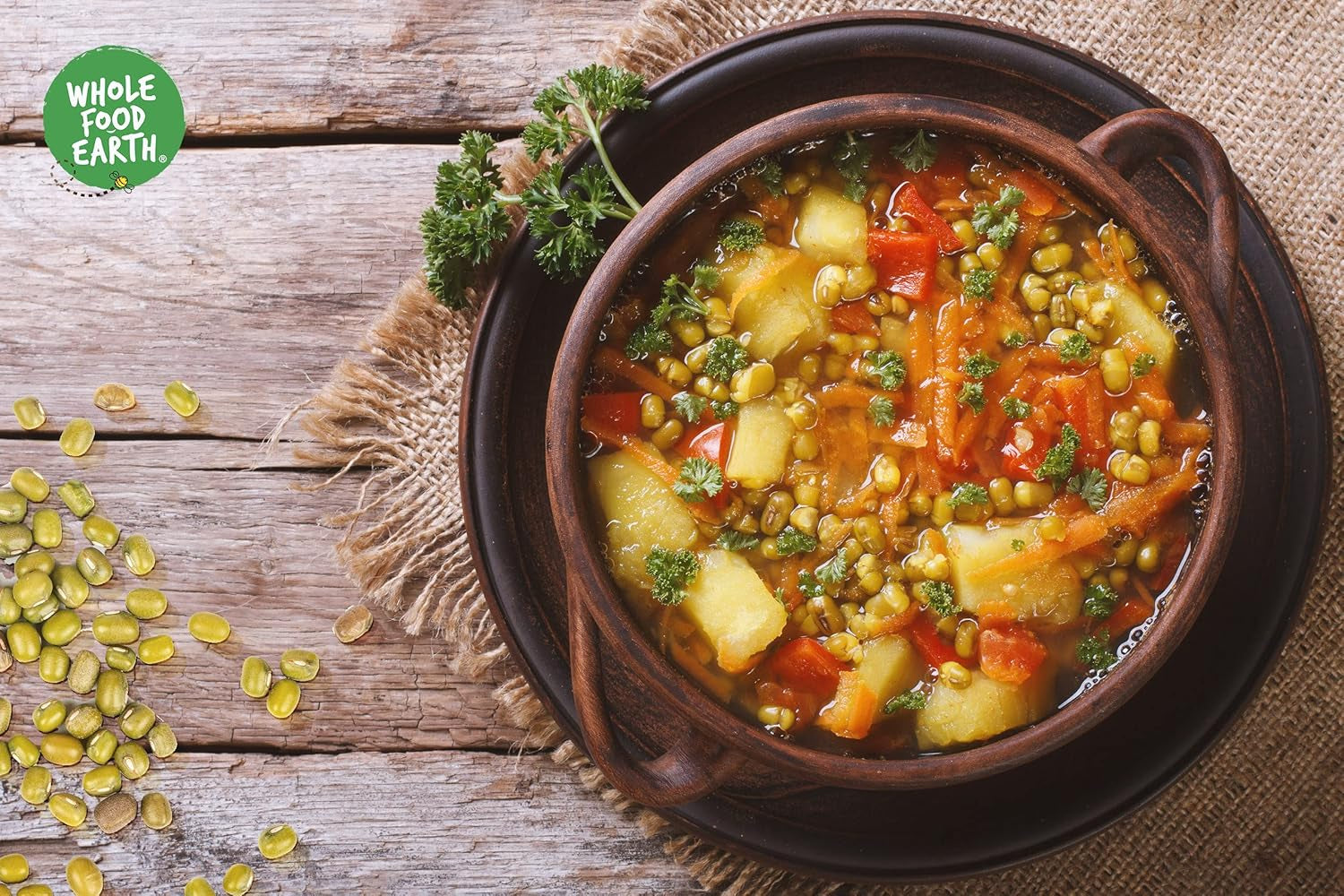 Wholefood Earth Organic Mung Beans 2kg | Non-GMO | Vegan | Rich in fiber | Rich in protein | Certified organic