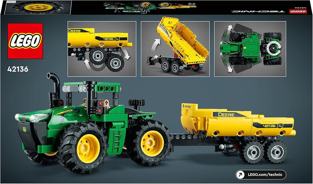 LEGO Technic John Deere 9620R 4WD Tractor with Tipper Trailer Classic Farming Toy for Kids Boys and Girls 8 Years Old Collectible Model Kit 42136 Building Sets Besuche den LEGO-Store