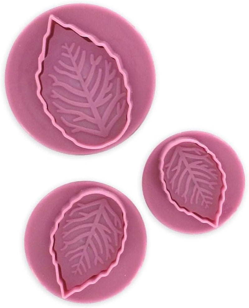 Set de forme pentru biscuiți Zenker „Frunză” 3 piese SWEET SENSATION, Formă pentru biscuiți cu ștampilă (Culoare: Roz înghețat), Cantitate: 1 set, 3 piese