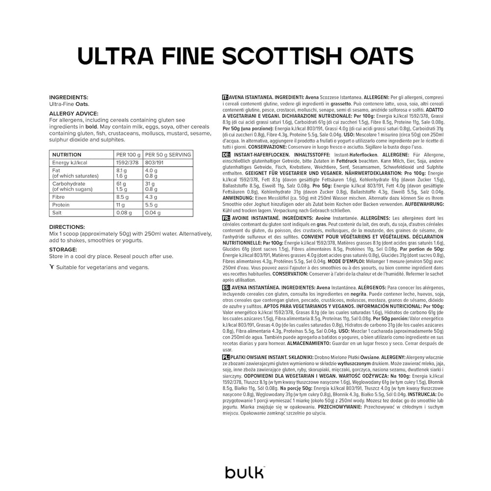 Finely ground oatmeal, loose, 2.5 kg, 50 servings, packaging may vary