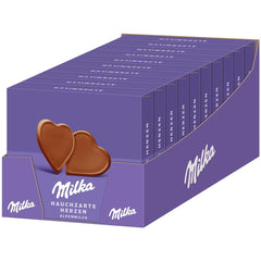 Milka I love Milka Hearts – Alpine milk chocolate that melts in your mouth and fine forest hazelnuts – 10 x 130g