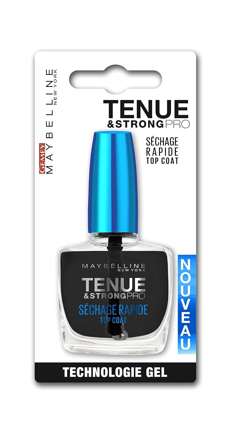 Maybelline New York nail polish, long lasting, fast drying top coat