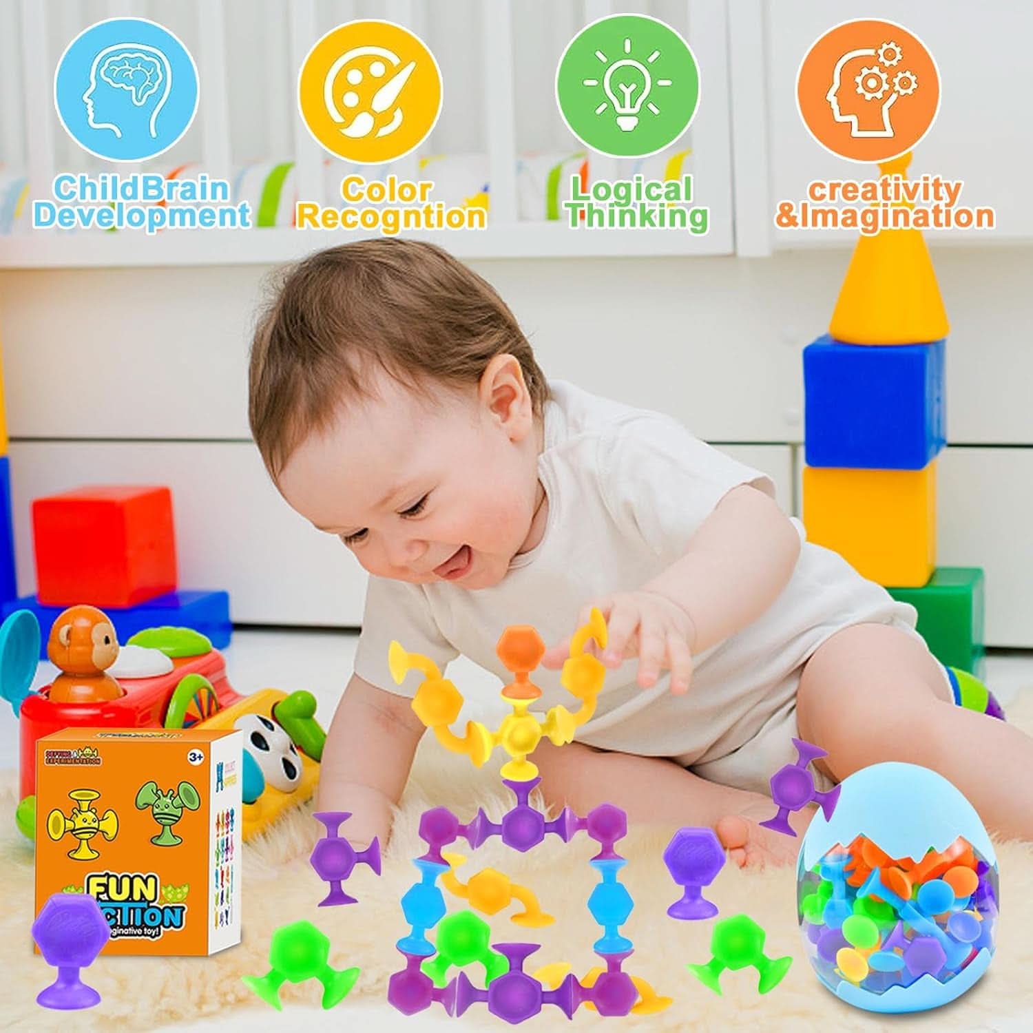48 Pieces 3 Years Old Montessori Bath Toy Silicone Building Blocks Mother and Baby Naty Shop