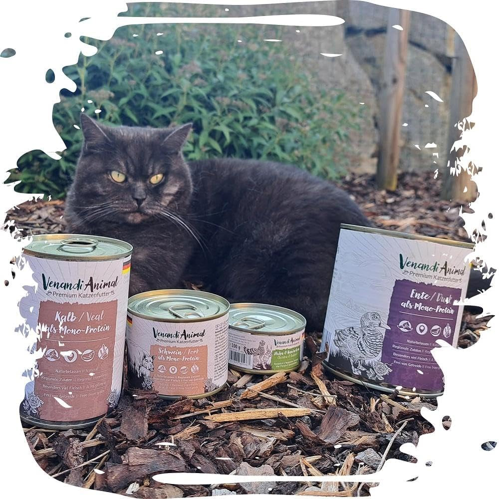 Venandi - Hrană umedă premium pentru pisici - carne de porc ca o singură proteină, 6 x 400g (pachet de 6), fără cereale cu extra carne