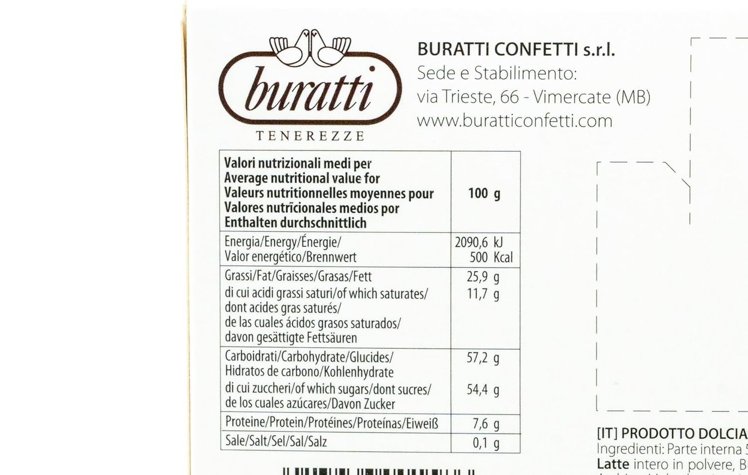 Almonds covered with white chocolate Tenerezze, 1 piece