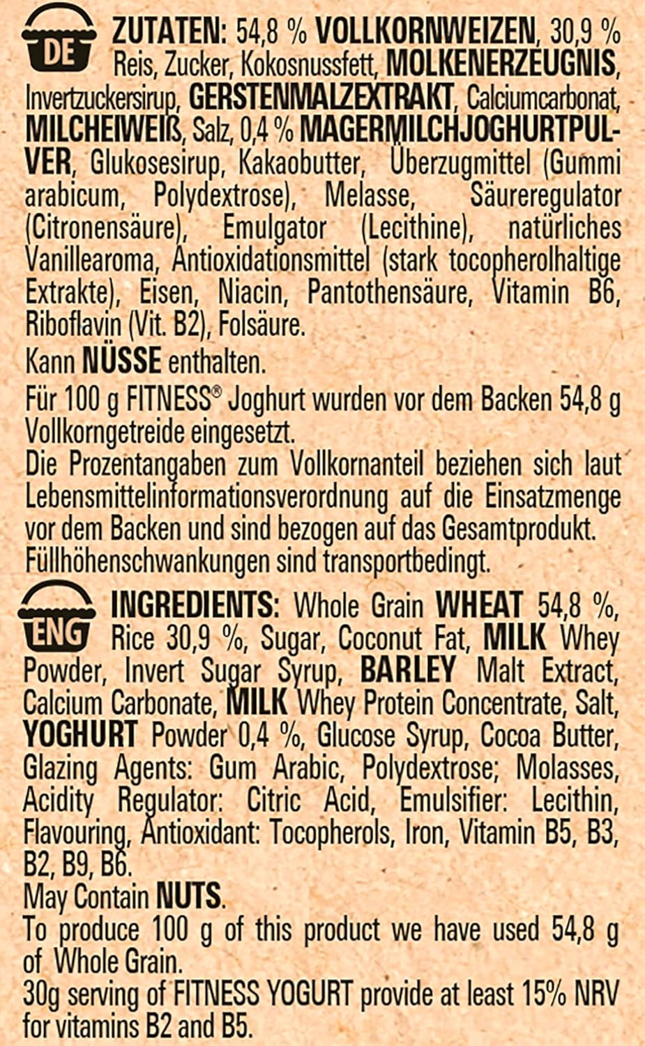 Nestlé Fitness Yogurt Whole Grain Breakfast Cereal with Partial Yogurt Flavor 1 Pack (1 x 350g)