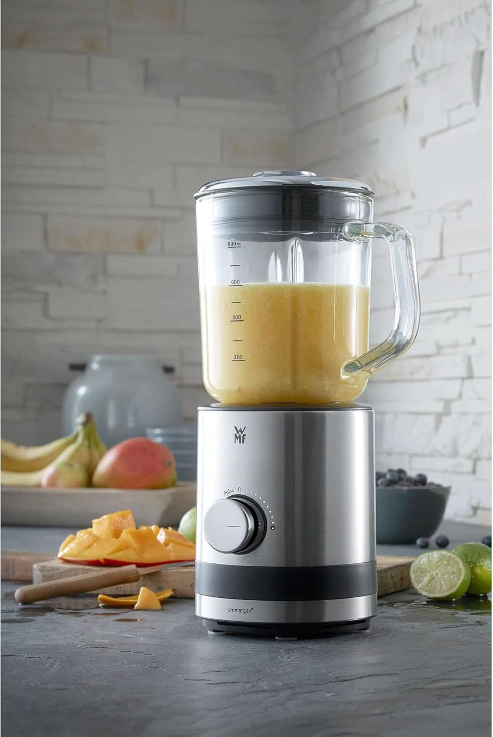 WMF Küchenminis Kompaktmixer, Mini Standmixer, 400 Watt, Standmixer Klein, Glasbehälter 0.8 L, Pulsstufe, Cromargan Matt Kitchen Naty Shop